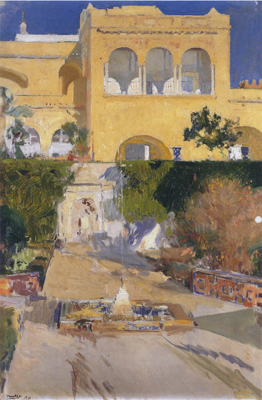 Afternoon sun at the Alcazar at Seville, vintage artwork by Joaquin Sorolla y Bastida, 12x8" (A4) Poster