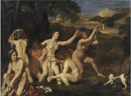 Diana and Nymphs Bathing, vintage artwork by Louis Boullogne the Elder, 12x8" (A4) Poster