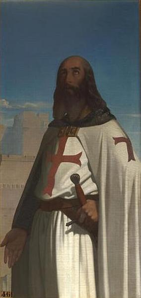 Jacques de Molay, Grand Master of the Knights Templar, vintage artwork by Eugène-Emmanuel Amaury-Duval, A3 (16x12") Poster Print