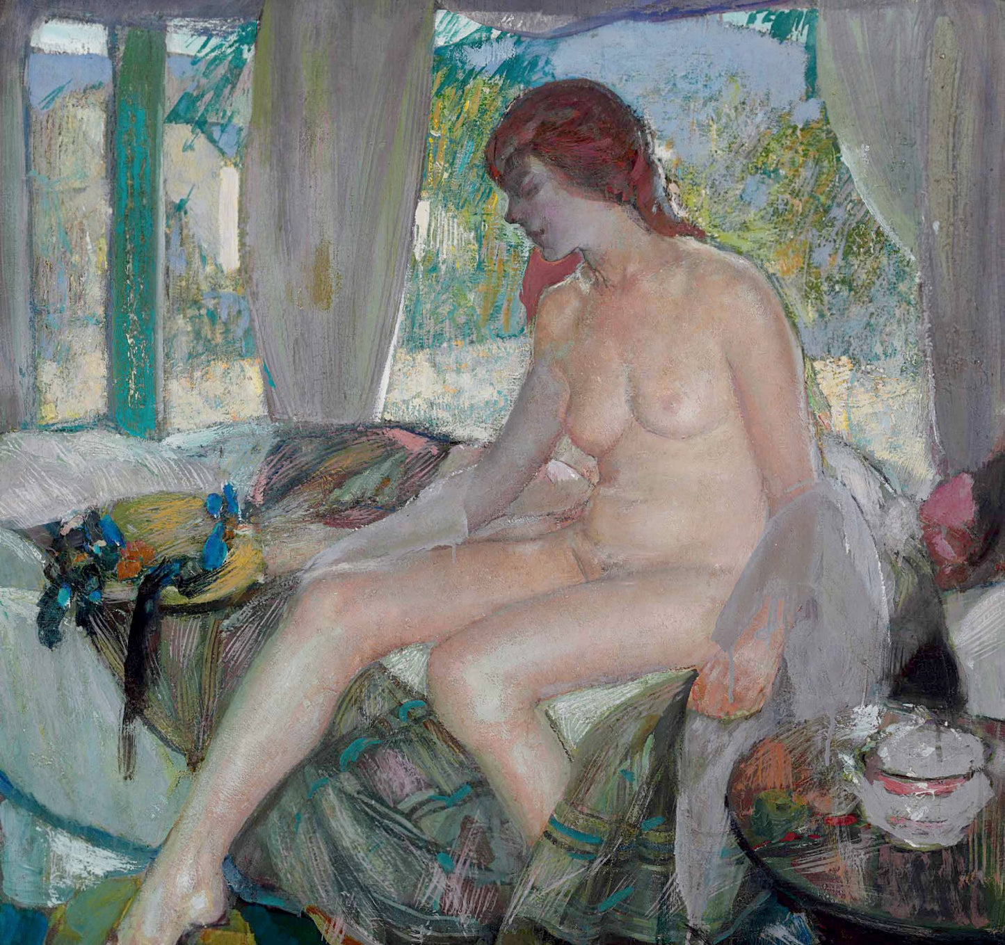 Nude in Interior, vintage artwork by Richard Edward Miller, 12x8" (A4) Poster