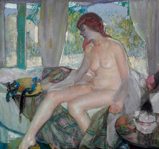 Nude in Interior, vintage artwork by Richard Edward Miller, 12x8" (A4) Poster