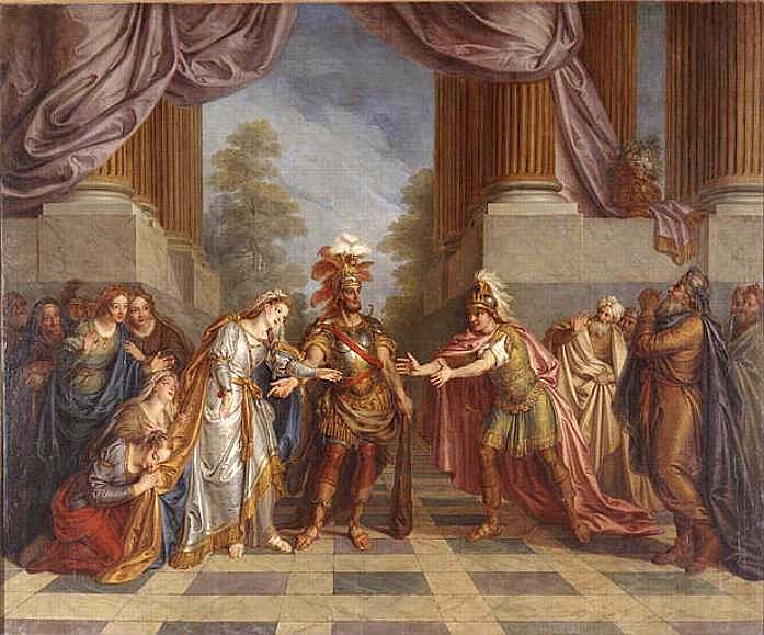 Hercules Restored Alcestis to her Husband (Grenoble version), vintage artwork by Charles-Antoine Coypel IV, 12x8" (A4) Poster