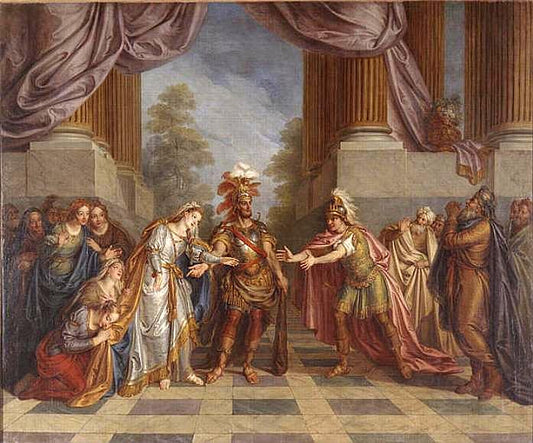 Hercules Restored Alcestis to her Husband (Grenoble version), vintage artwork by Charles-Antoine Coypel IV, 12x8" (A4) Poster