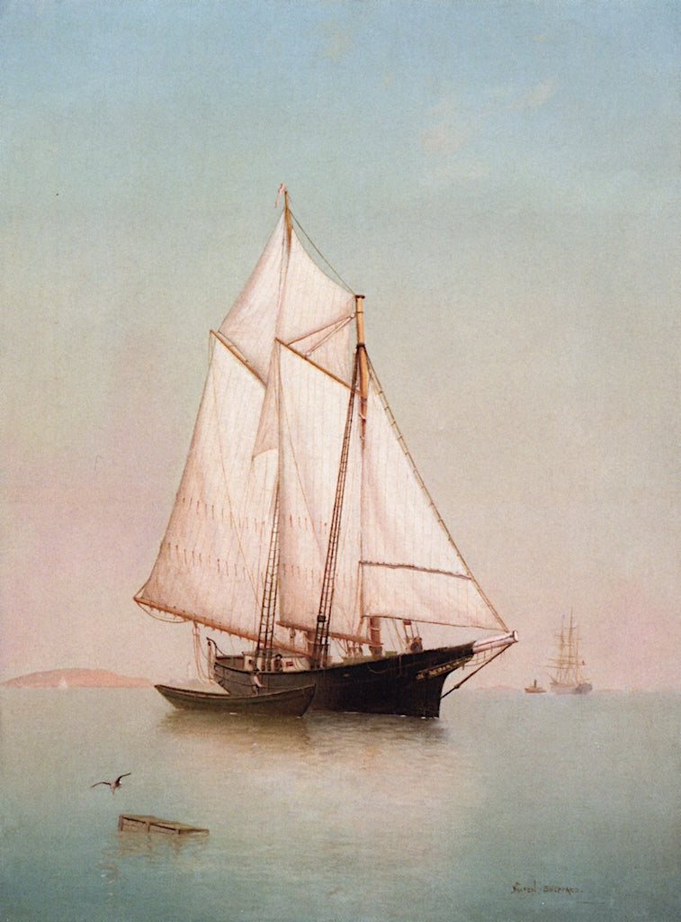 Schooner off Ten Pound Island, vintage artwork by Warren W. Sheppard, 12x8" (A4) Poster
