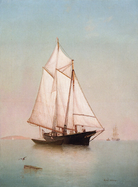 Schooner off Ten Pound Island, vintage artwork by Warren W. Sheppard, 12x8" (A4) Poster