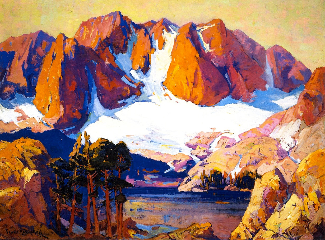 Alpenglow, High Sierras, vintage artwork by Franz Bischoff, 12x8" (A4) Poster