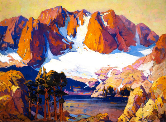 Alpenglow, High Sierras, vintage artwork by Franz Bischoff, 12x8" (A4) Poster
