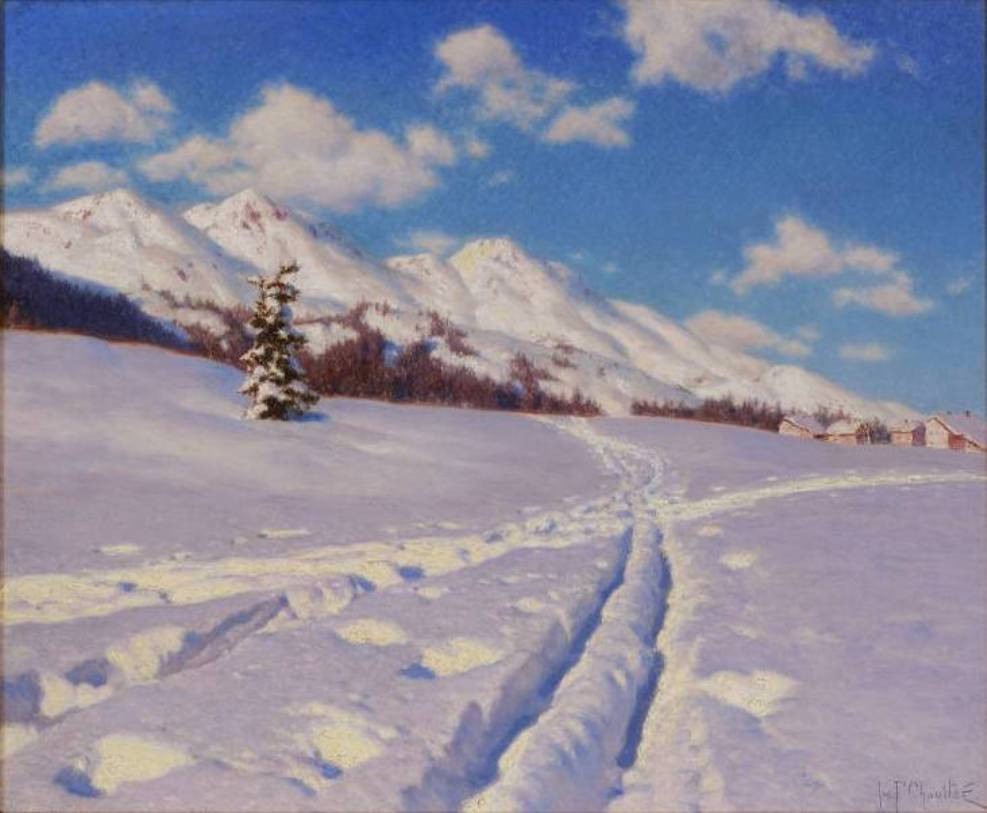 Traces dans la Neige (Suisse) by Ivan Fedorovich Choultse,16x12(A3) Poster