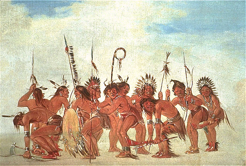 Braves' Dance at Fort Snelling, vintage artwork by George Catlin, A3 (16x12") Poster Print