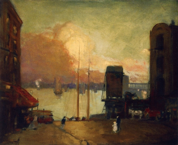 Cumulus Clouds, East River, vintage artwork by Robert Henri, 12x8" (A4) Poster