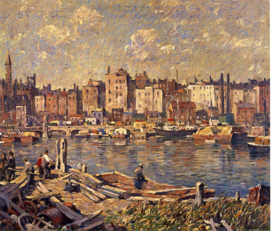 Harlem River, vintage artwork by Robert Spencer, 12x8" (A4) Poster