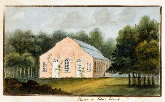 Church on John's Island, vintage artwork by Charles Fraser, 12x8" (A4) Poster