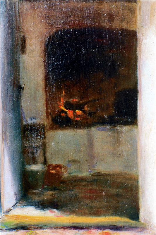 Interior with Fireplace, vintage artwork by Marie Triepcke Kroyer, 12x8" (A4) Poster
