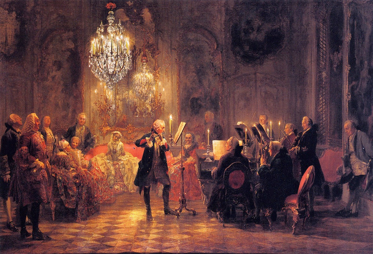 The Flute Concert of Frederick the Great at Sanssouci, vintage artwork by Adolph von Menzel, A3 (16x12") Poster Print