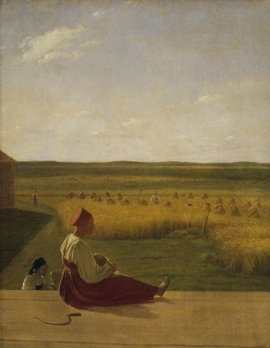 Summer, Reaping, vintage artwork by Alexei Venetsianov, 12x8" (A4) Poster