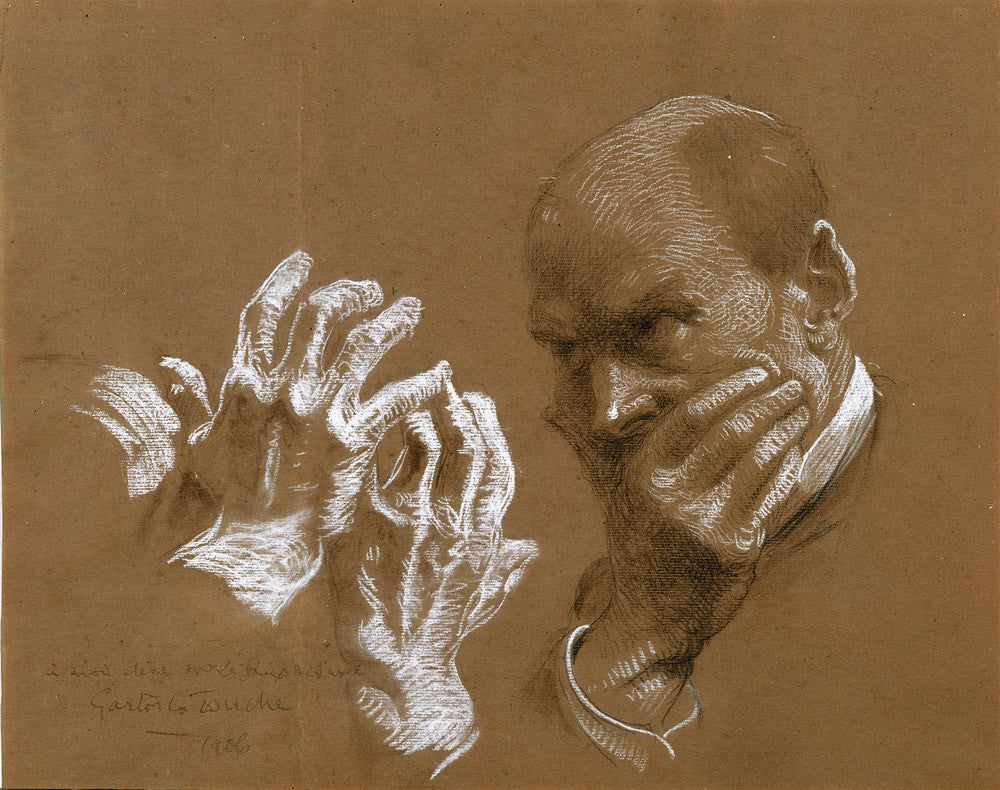 Self-Portrait with Study of Hands by Gaston La Touche,A3(16x12")Poster