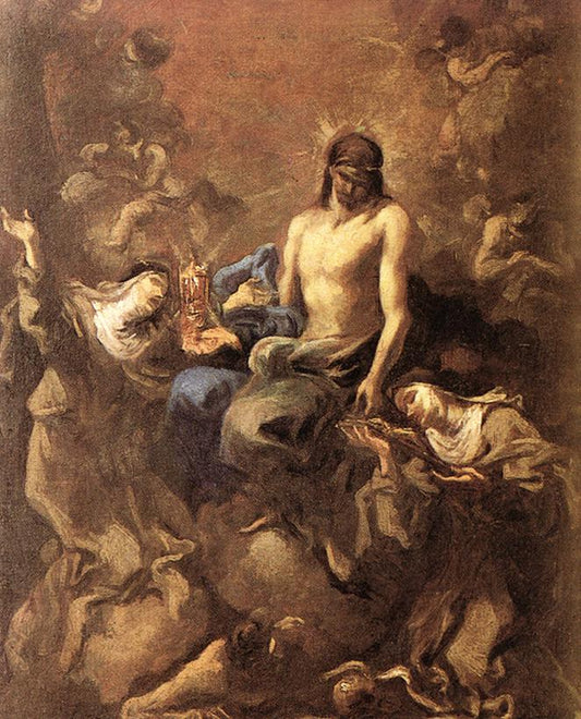 Christ Adored by  Two Nuns, vintage artwork by Alessandro Magnasco, 12x8" (A4) Poster