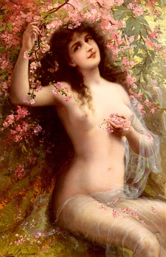 Among The Blossoms, vintage artwork by Emile Vernon, 12x8" (A4) Poster