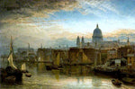 St Paul's from the River Thames, vintage artwork by Henry Dawson, A3 (16x12") Poster Print