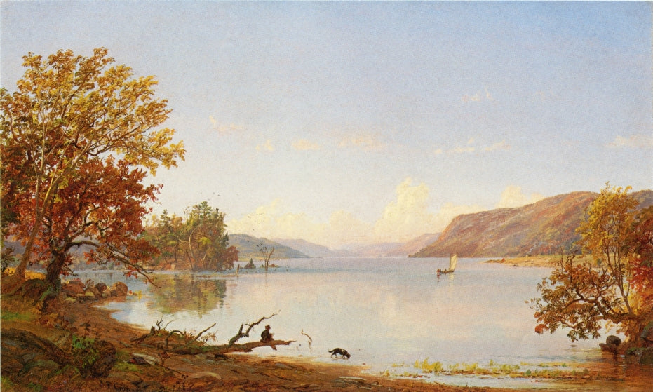 Artist Sketching on Greenwood Lake, vintage artwork by Jasper Francis Cropsey, A3 (16x12") Poster Print