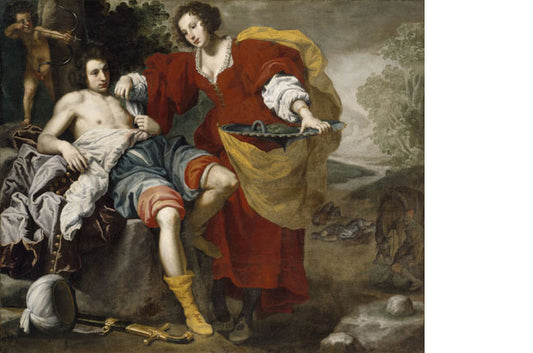 Angelica and Medoro,, vintage artwork by Lorenzo Lippi, 12x8" (A4) Poster
