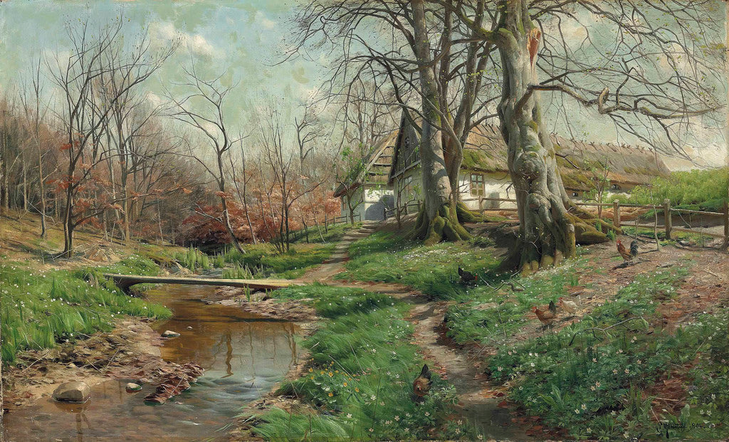 Farmstead by a River by Peder Mork Monsted,A3(16x12")Poster