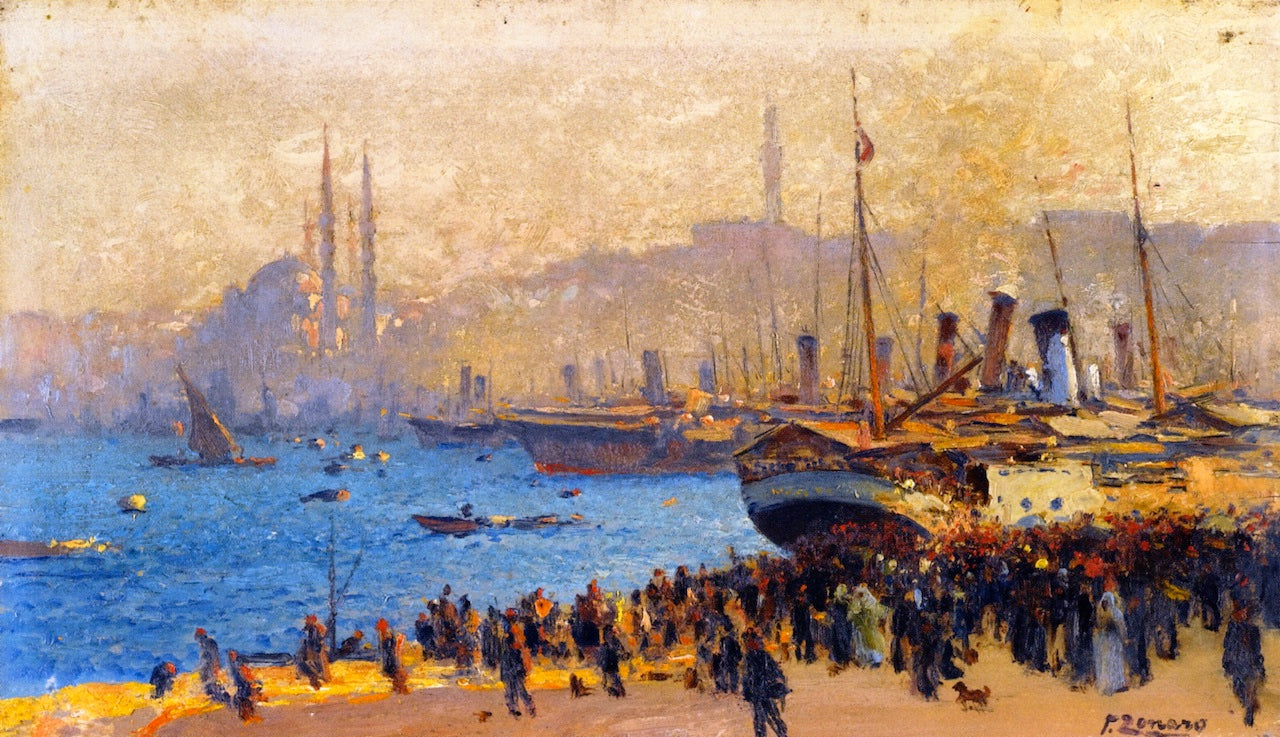 Two Views of the Bosphorus (1) by Fausto Zonaro,A3(16x12")Poster