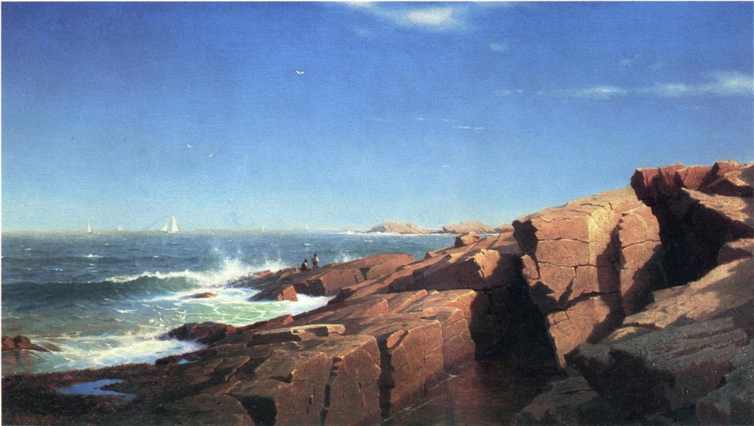 Rocks at Nahant, vintage artwork by William Stanley Haseltine, 12x8" (A4) Poster