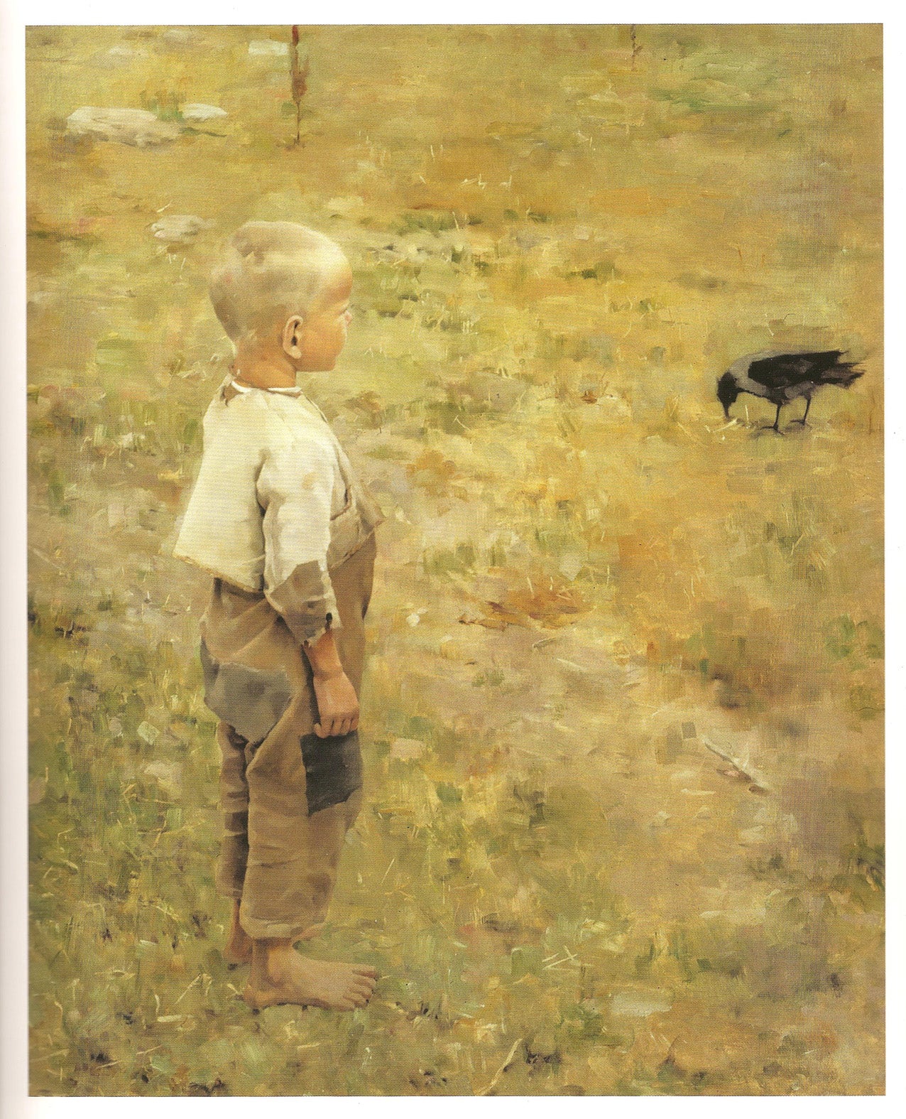 Boy with a Crow, vintage artwork by Akseli Gallen-Kallela, 12x8" (A4) Poster