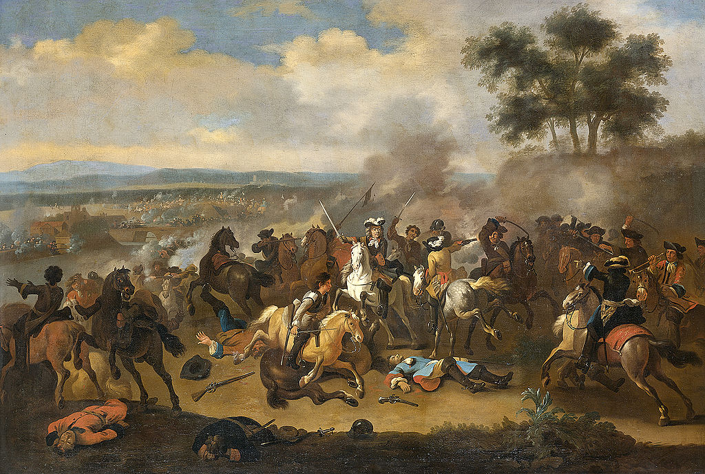 Battle of the Boyne between James II and William III, 11 June 1690, vintage artwork by Jan van Huchtenburgh, 12x8" (A4) Poster