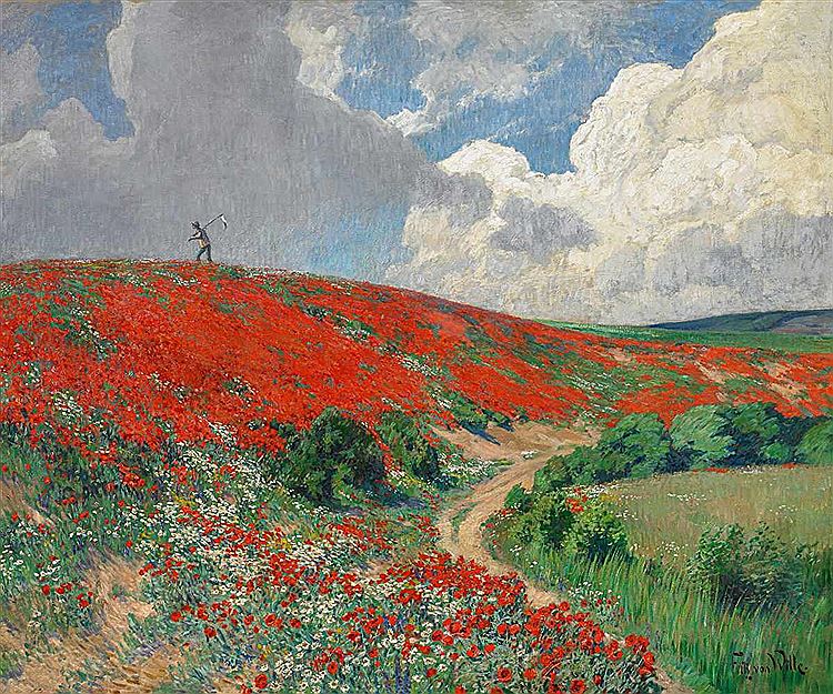 Poppies Blooming by Fritz von Wille,A3(16x12")Poster