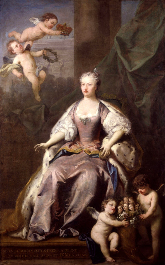 Portrait of Caroline of Ansbach, vintage artwork by Jacopo Amigoni, 12x8" (A4) Poster