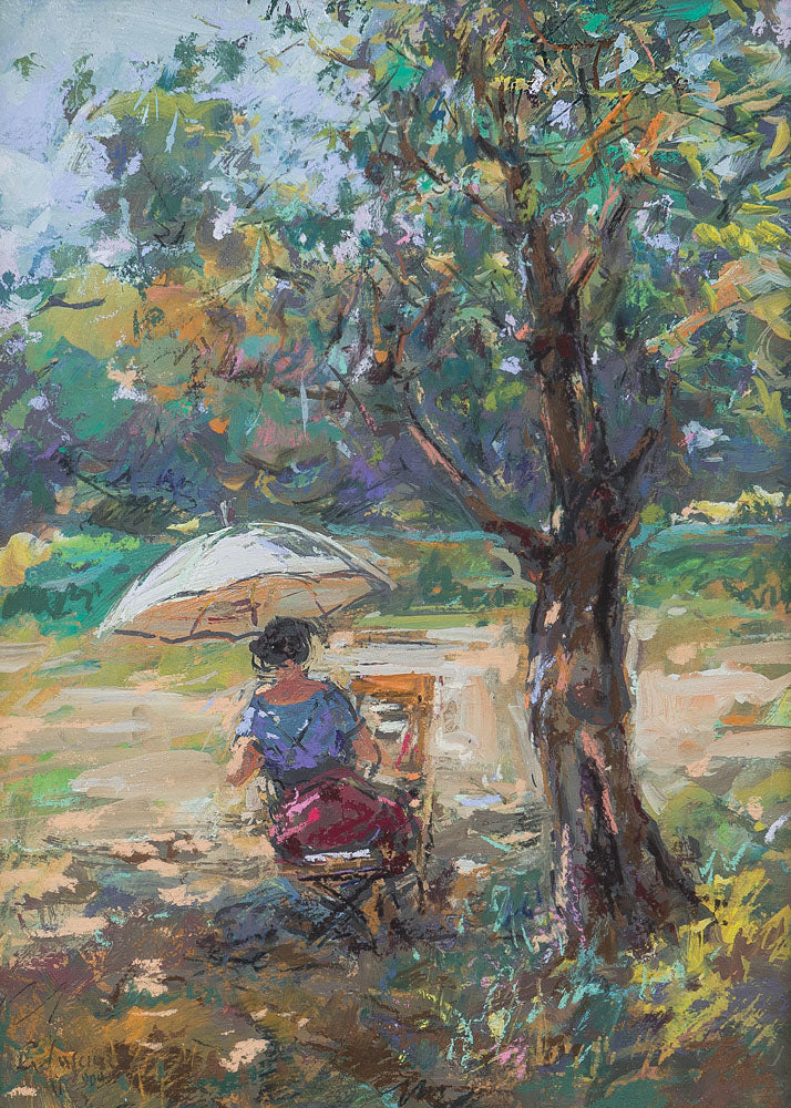 The painter at the easel, vintage artwork by Giuseppe Casciaro, 12x8" (A4) Poster