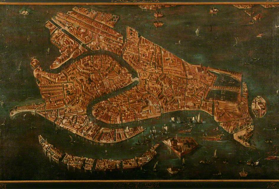 Bird's Eye View of Venice, vintage artwork by Francesco Guardi, 12x8" (A4) Poster