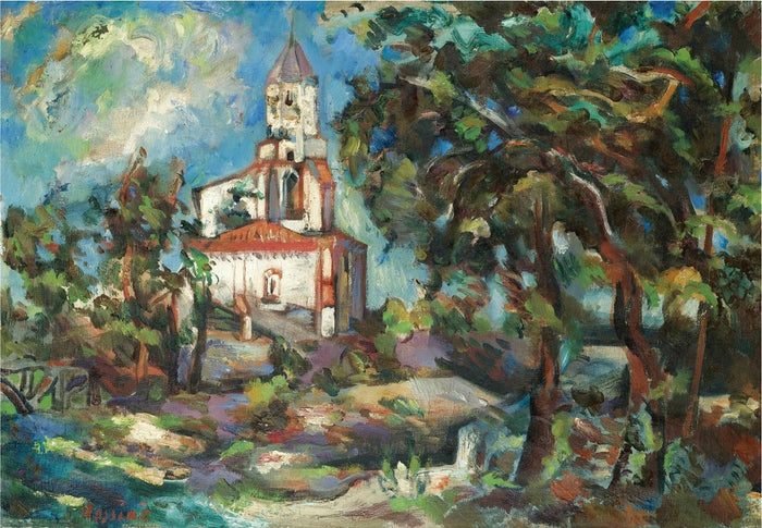 The Church, vintage artwork by Vladimir Baranoff-Rossine, 12x8