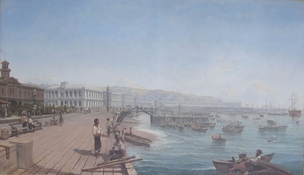 Old pier of Valparaiso, vintage artwork by Thomas Jacques Somerscales, 12x8" (A4) Poster