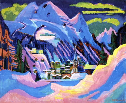 Davis im Schnee, vintage artwork by Ernst Ludwig Kirchner, 12x8" (A4) Poster