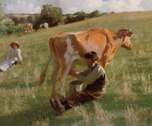 Summer Milking by Harold Charles Francis Harvey,16x12(A3) Poster