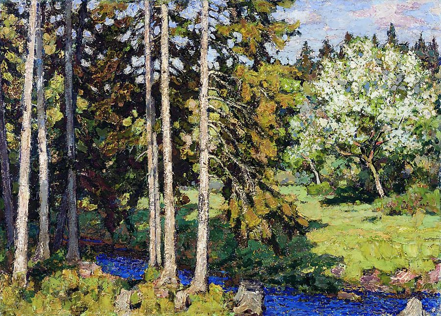 Apple Trees in May, vintage artwork by Petr Petrovichev, 12x8" (A4) Poster