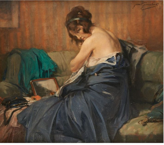 Le regard provocateur, vintage artwork by Jean Leon Henri Gouweloos, 12x8" (A4) Poster