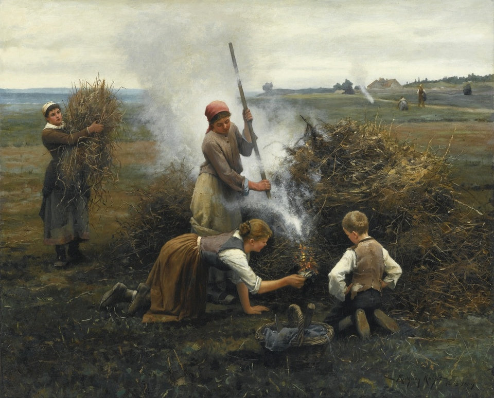 Burning Brush, vintage artwork by Daniel Ridgway Knight, 12x8" (A4) Poster