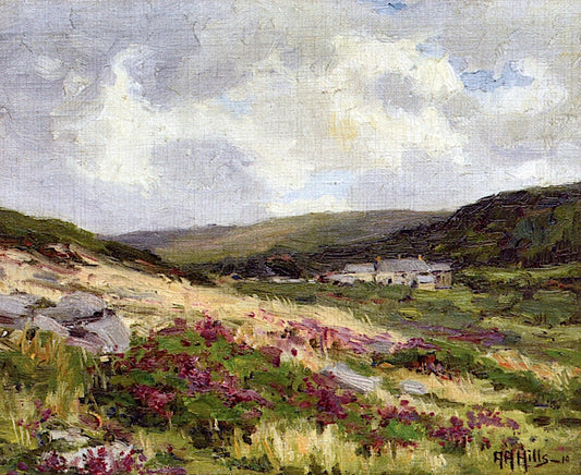 The House in the Hills, Cornwall, England, vintage artwork by Anna Althea Hills, 12x8" (A4) Poster