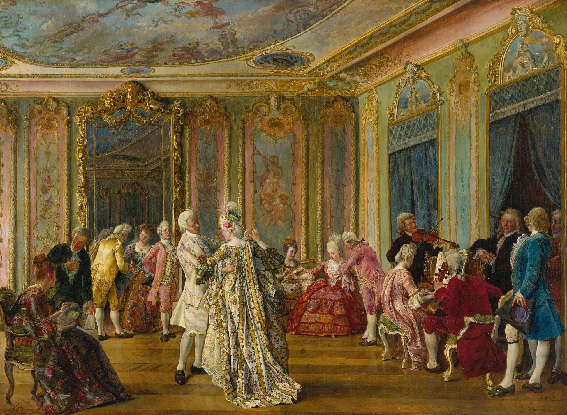 An Evening's Entertainment, vintage artwork by Ignacio de Leon y Escosura, 12x8" (A4) Poster