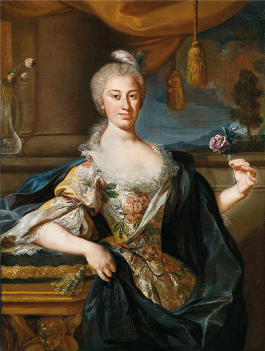 Portrait of a Lady with a Rose, vintage artwork by Giuseppe Bonito, 12x8" (A4) Poster