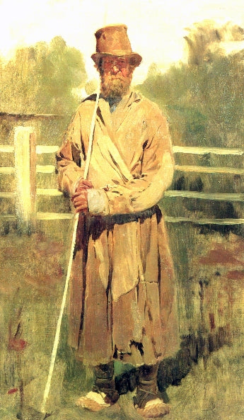 Peasant with a Staff, vintage artwork by Viktor Mikhaylovich Vasnetsov, 12x8" (A4) Poster