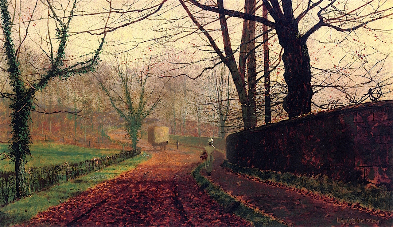 Autumn Sunshine, Stapleton Park, Pontefract, vintage artwork by John Atkinson Grimshaw, 12x8" (A4) Poster