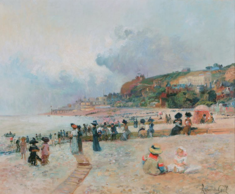 Beach at Saint-Adresses, vintage artwork by Lucien Laurant Gsell, 12x8" (A4) Poster