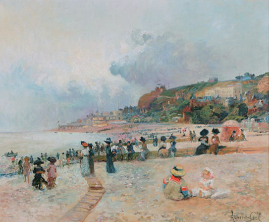 Beach at Saint-Adresses, vintage artwork by Lucien Laurant Gsell, 12x8" (A4) Poster
