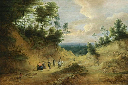 A Wooded Dune Landscape, vintage artwork by Lucas van Uden, 12x8" (A4) Poster