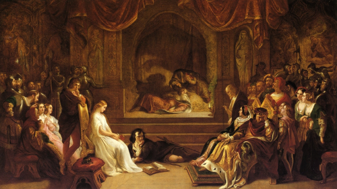 The Play Scene from Hamlet, vintage artwork by Daniel Maclise, R.A., A3 (16x12") Poster Print